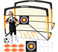 Happy Jump Upgraded Pop Up Football Goals - Portable Garden Football Nets with Optional Target Sheet, Ball, Pump & Cones - 4x3FT, 5x3.6FT, 7x5FT for Outdoor Training