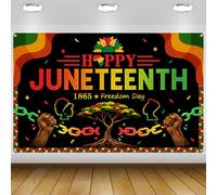 Happy Juneteenth Banner Backdrop 5.9x3.6ft June 19th 1865 Freedom Day Juneteenth Decorations Backdrop African American Emancipation Celebration Photography Background Party Decor 71x43inch (Polyester)