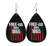 Happy Juneteenth Day Earrings for Women Girls Leather Lightweight Jewelry Teardrop Dangle Earrings