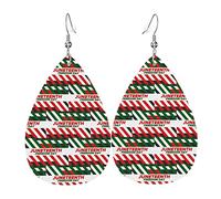 Happy Juneteenth Day Freedom 1865 Dangle Leather Clip on Earrings Faux PU Lightweight Teardrop Drop for Women