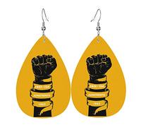 Happy Juneteenth Day Freedom 1865 Leather Earrings Dangle Hook Earrings Leather Teardrop For Women