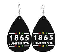 Happy Juneteenth Day Freedom 1865 Leather Teardrop Earrings Set Drop Earrings Soft and Lightweight Dangle for Women