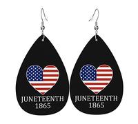 Happy Juneteenth Day Freedom 1865 Leather Teardrop Earrings Set Drop Earrings Soft and Lightweight Dangle for Women