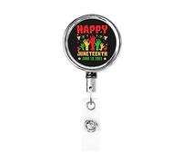 Happy Juneteenth Day Freedom 1865 Retractable Badge Holder Reel Clip Id Card Holder forNurse Student Office Worker