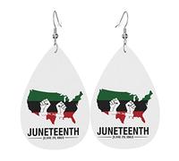Happy Juneteenth Day Leather Teardrop Earrings Set Drop Earrings Soft and Lightweight Dangle for Women