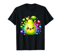 Happy Kawaii Pear Cute Fruit Color Splash Hearts T-Shirt