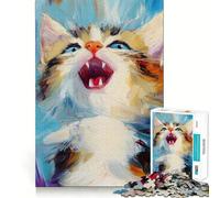 Happy Kitten Jigsaw for Adults 1000 Pieces Unwind Game Rich Color Enjoyable Challenge Art Display (38x52cm)