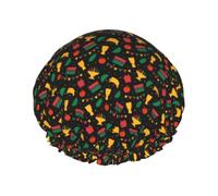Happy Kwanzaa African American Heritage Festival Reusable Shower Cap Bath Cap Double Waterproof Layers Bathing Hat