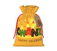 Happy Kwanzaa African Heritage Holiday Christmas Drawstring Gift Bags Reusable Xmas Presents Storage Bags Party Favorstags 4.7 * 6.9ins