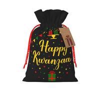 Happy Kwanzaa African Heritage Holiday Christmas Drawstring Gift Bags Reusable Xmas Presents Storage Bags Party Favorstags 4.7 * 6.9inm