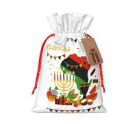 Happy Kwanzaa African Heritage Holiday Christmas Drawstring Gift Bags Reusable Xmas Presents Storage Bags Party Favorstags 4.7 * 6.9ins