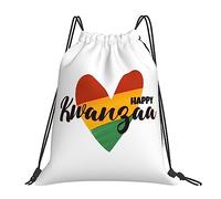 Happy Kwanzaa African Heritage Holiday Men Women Drawstring Bag Large Drawstring Backpack Waterproof Gym Sack For Travel Holidays Gym