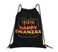 Happy Kwanzaa African Heritage Holiday Women Men Drawstring Bag Durable Drawstring Backpack Portable Gym Sack For Travel Holidays Picnic
