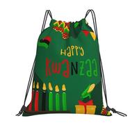 Happy Kwanzaa African Heritage Holiday Women Men Swimming Bag Durable String Backpack Foldable Drawstring Bag For Travel Gym Beach