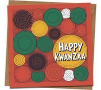 Happy Kwanzaa Greeting Card - Square 145mm x 145mm - Bold African-Inspired Design - Blank Inside - Holiday Celebration Card with Kraft Envelope