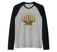 Happy Kwanzaa Kinara Geometric African Heritage Design Raglan Baseball Tee