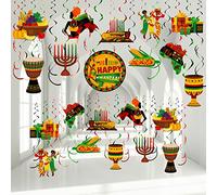 Happy Kwanzaa Party Decoration Swirls African Heritage Holiday Hanging Swirls Kwanzaa Foil Ceiling Decor for African Holiday Kwanzaa Party Supplies