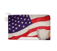 Happy Labor Day Canvas Coin Purse, Portable Zippered Change Pouch for Women, Small Wallet for Coins Keys Cards Lipstick
