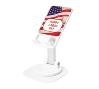 Happy Labor Day Cell Phone Stand for Desk - 360° Rotation Angle Height Adjustable Desktop Phone Holder Cellphone Cradle, Fully Foldable Mobile Phone Holder for All Smartphones