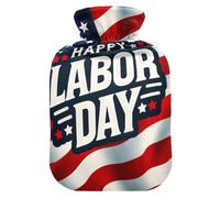 Happy Labor Day Hot Water Bottle with Soft Cover Feet Warmer with Soft Cover Hot Water Bag for Neck and Shoulder Pain Relief