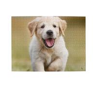 Happy Labrador Retriever Cute,500 Pieces Puzzles for Adults-Wooden Jigsaw Puzzle for Adults Elderly