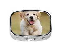 Happy Labrador Retriever Cute,Meta Pill Box 2 Compartment Medicine Case,Portable Organizer