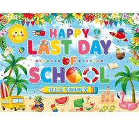 Happy Last Day of School Hello Summer Backdrop End of School Year Theme Background Goodbye School Hello Pool Beach Graduation Party Decorations Banner Photo Props (7x5FT(82 x 59 inch))
