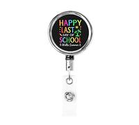 Happy Last Day of School Hello Summer Retractable Badge Holder Reel Clip Id Card Holder forNurse Student Office Worker
