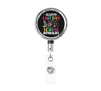 Happy Last Day of School Retractable Badge Holder Reel Clip Id Card Holder forNurse Student Office Worker