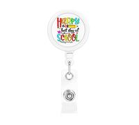 Happy Last Day of School Retractable Badge Holder Reel Clip Id Card Holder forNurse Student Office Worker