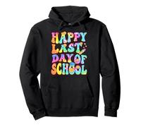 Happy Last day of school Retro Groovy Teacher Tie Dye Summer Pullover Hoodie