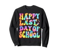 Happy Last day of school Retro Groovy Teacher Tie Dye Summer Sweatshirt