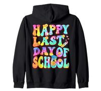 Happy Last day of school Retro Groovy Teacher Tie Dye Summer Zip Hoodie