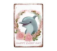 Happy Laughing Dolphin Metal Poster Novelty Tin Sign Funny Wall Metal Sign For Bar Pub Restaurant Kitchen