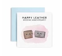 Happy Leather Anniversary Card - 3rd Anniversary Card for Husband or Wife - Happy Wedding Anniversary 14.8cm (Leather 3rd)