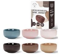 Happy Lemuro Cereal bowl set | 6 x 750 ml | Large | for soups, cereal, ramen - Large soup bowl - Ceramic bowl set - Ceramic bowl - Soup bowls - Ceramic bowl - Large cereal bowl