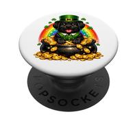 Happy Leprechaun Black Labrador Retriever Labby Lab Dog PopSockets Adhesive PopGrip