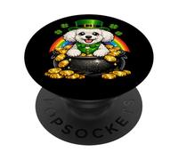Happy Leprechaun Miniature Poodle Mini Poodle Dog Mom Dad PopSockets Adhesive PopGrip