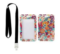 Happy Lettering Card Holder with Black Lanyard, Bus Pass Holders, Vertical ID Cards Protector for Men, Vertical Cards Protector for Teacher, Nurse Accessories Work Nurse Essentials