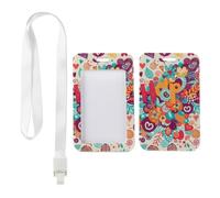 Happy Lettering ID Card Holders with White Lanyard, ID Lanyard Card Holder, Vertical Name Badges Protector for School, Vertical Cards Protector for Work, Teacher Stuff Nurse Essentials Work