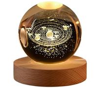 Happy Light Sphere,Calming Stellar Spheres Starry Sky Crystal Ball Nightlight 6cm, 3d Solar Crystal Ball Night Light,Led Crystal Saturn Moon Space Sphere 7 Color Changing for Bedroom Decor (style4)