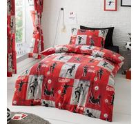 Happy Linen Company Boys Girls Kids Freestyle Football Tricks Red Double Reversible Duvet Cover Bedding Set
