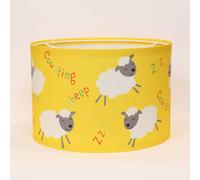 Happy Linen Company Farm Friends Counting Sheep Pendant Drum Fabric Lampshade in Yellow | Size: 18 cm diameter x 21 cm high Happy Linen Company Yellow 18 cm diameter x 21 cm high