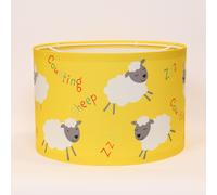 Happy Linen Company Farm Friends Counting Sheep Pendant Drum Fabric Lampshade in Yellow | Size: 30 cm diameter x 20 cm high Happy Linen Company Yellow 30 cm diameter x 20 cm high