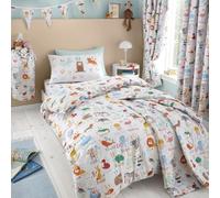 Happy Linen Company Animal Alphabet Educational Reversible Soft Easy Care Bed Linen Duvet Cover Bedding Set - Double