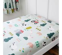 Happy Linen Company Girls Boys Kids Barn Yard Farm Green Single Fitted Sheet Bedsheet Bedding Bed Linen