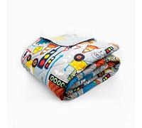 Happy Linen Company Girls Boys Kids Big Digger Trucks Grey Reversible Quilted Throwover