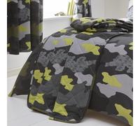 Happy Linen Company Girls Boys Kids Camo Camouflage Green 150 x 200 cm Reversible Quilted Throwover