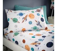 Happy Linen Company Girls Boys Kids Cosmic Planets White Standard Reversible Extra Pair Of Standard Pillow Cases