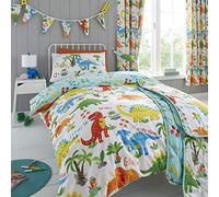 Happy Linen Company Girls Boys Kids Cute Dinky Dinosaurs Double Reversible Duvet Cover Bedding Set